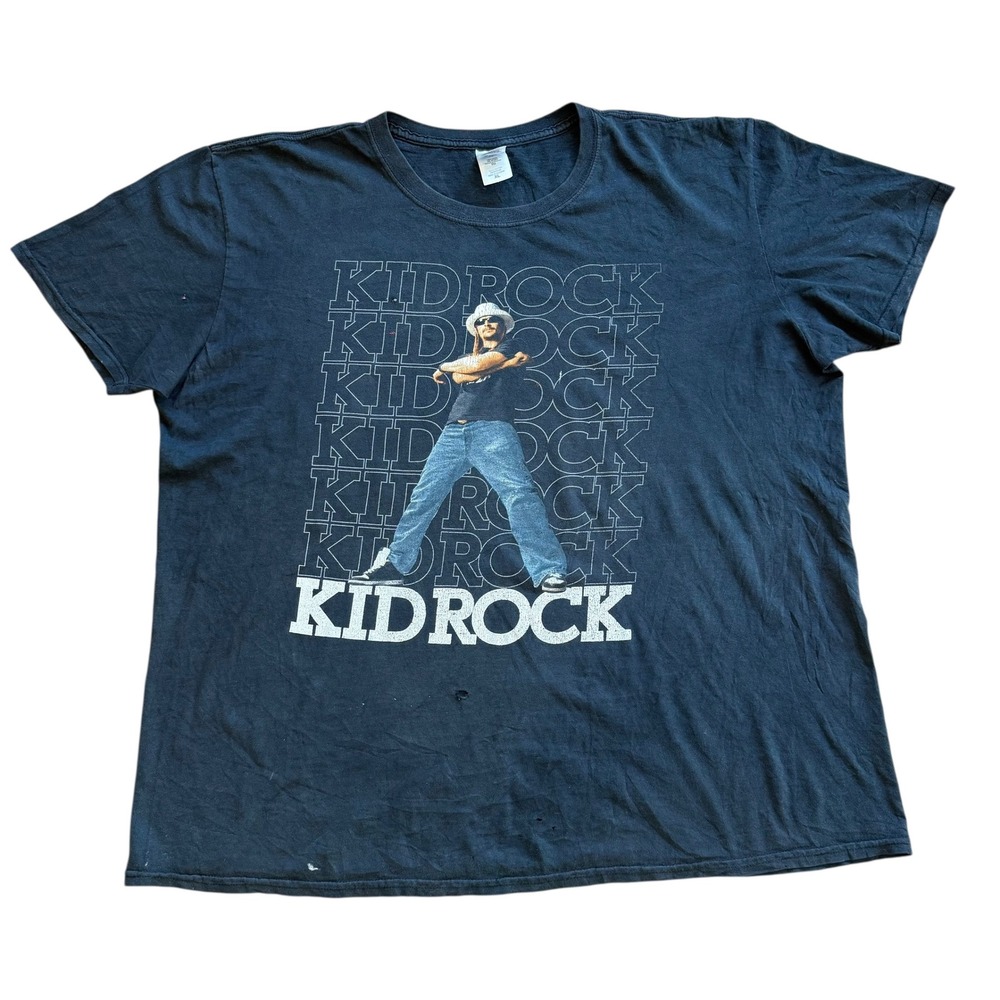 Kid Rock Rebel Soul US Tour 2013 Concert T-Shirt Mens XL Black Distressed Gildan